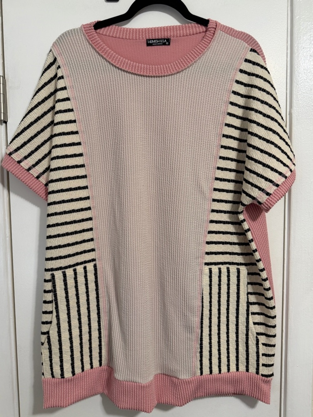 HEIMISH USA Pink, White & Black Striped Knit Top - Picture 2 of 7